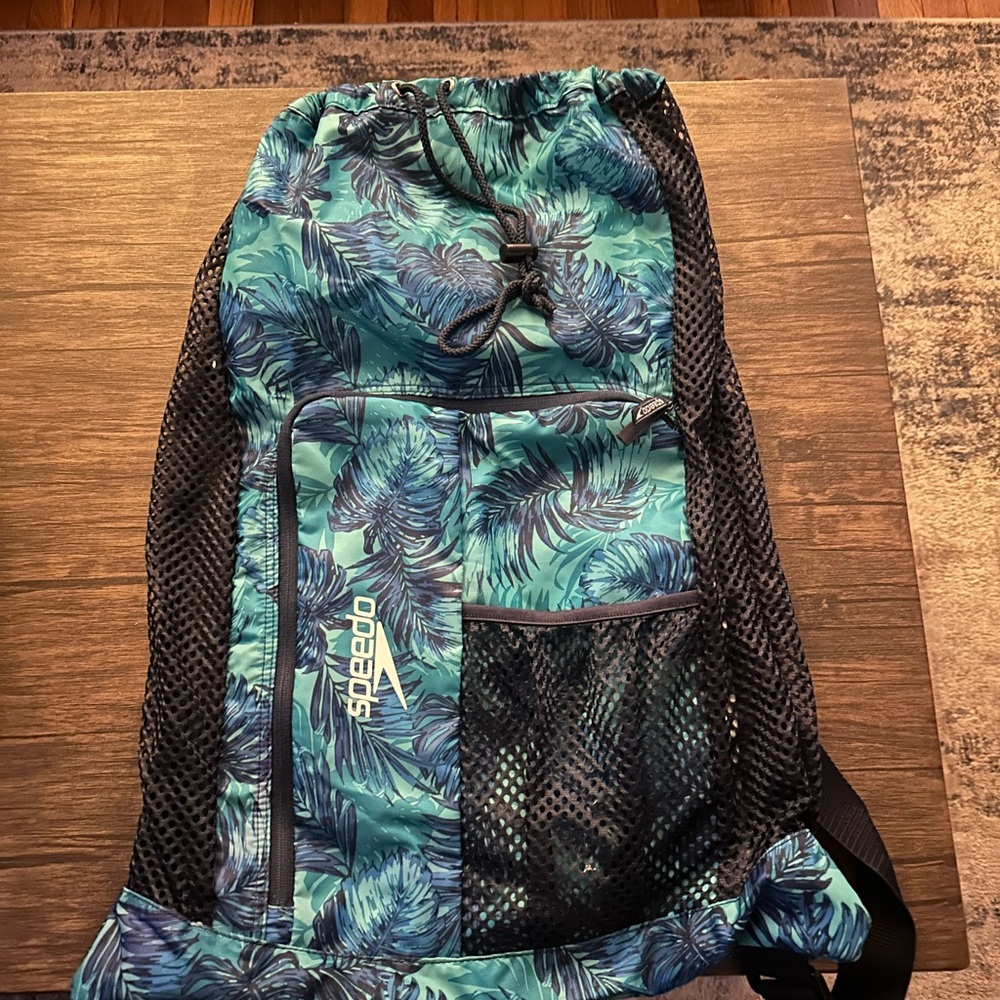 Speedo Blue Leaf Print swim Backpack